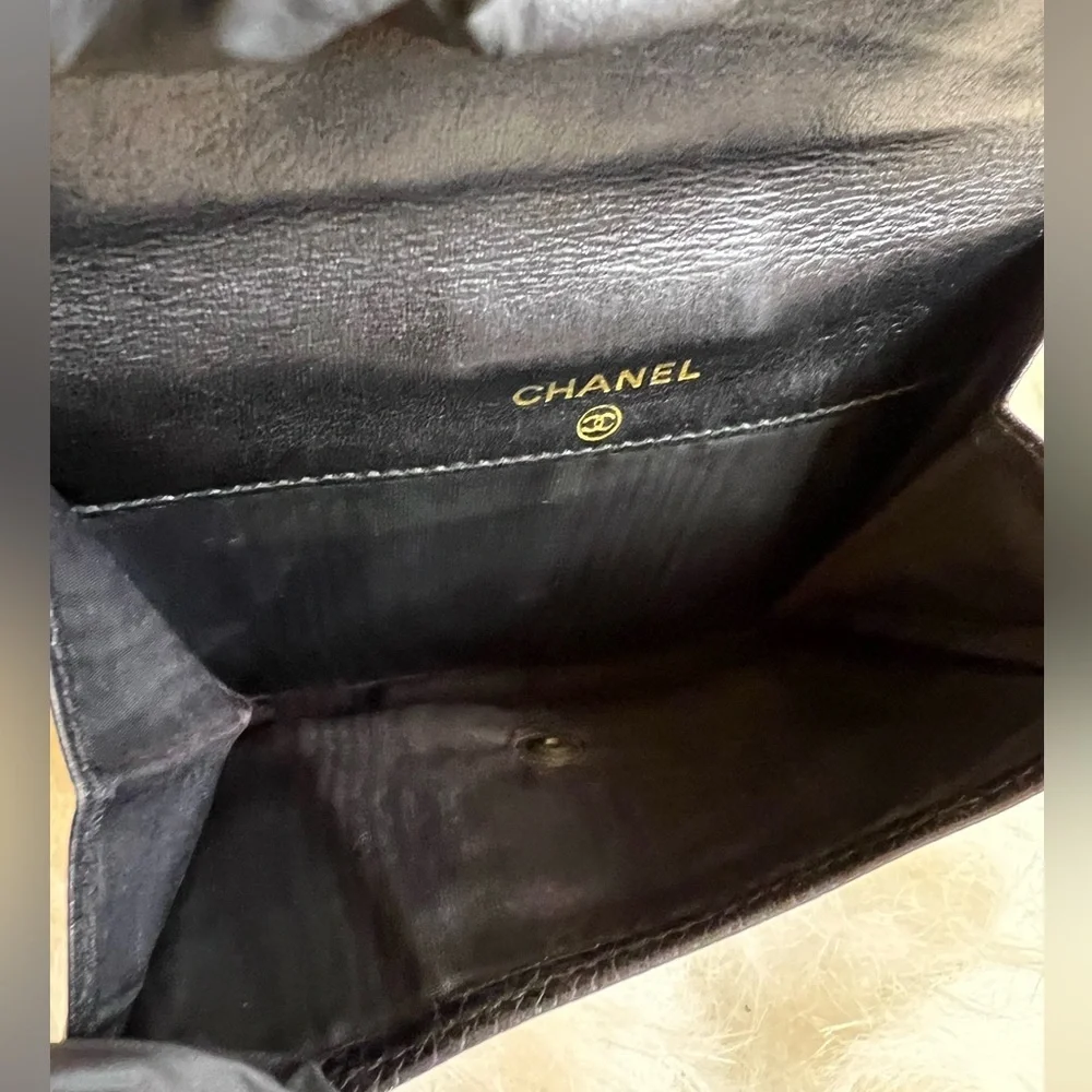 Authentic Chanel Black Caviar Leather Bi-Fold Wallet